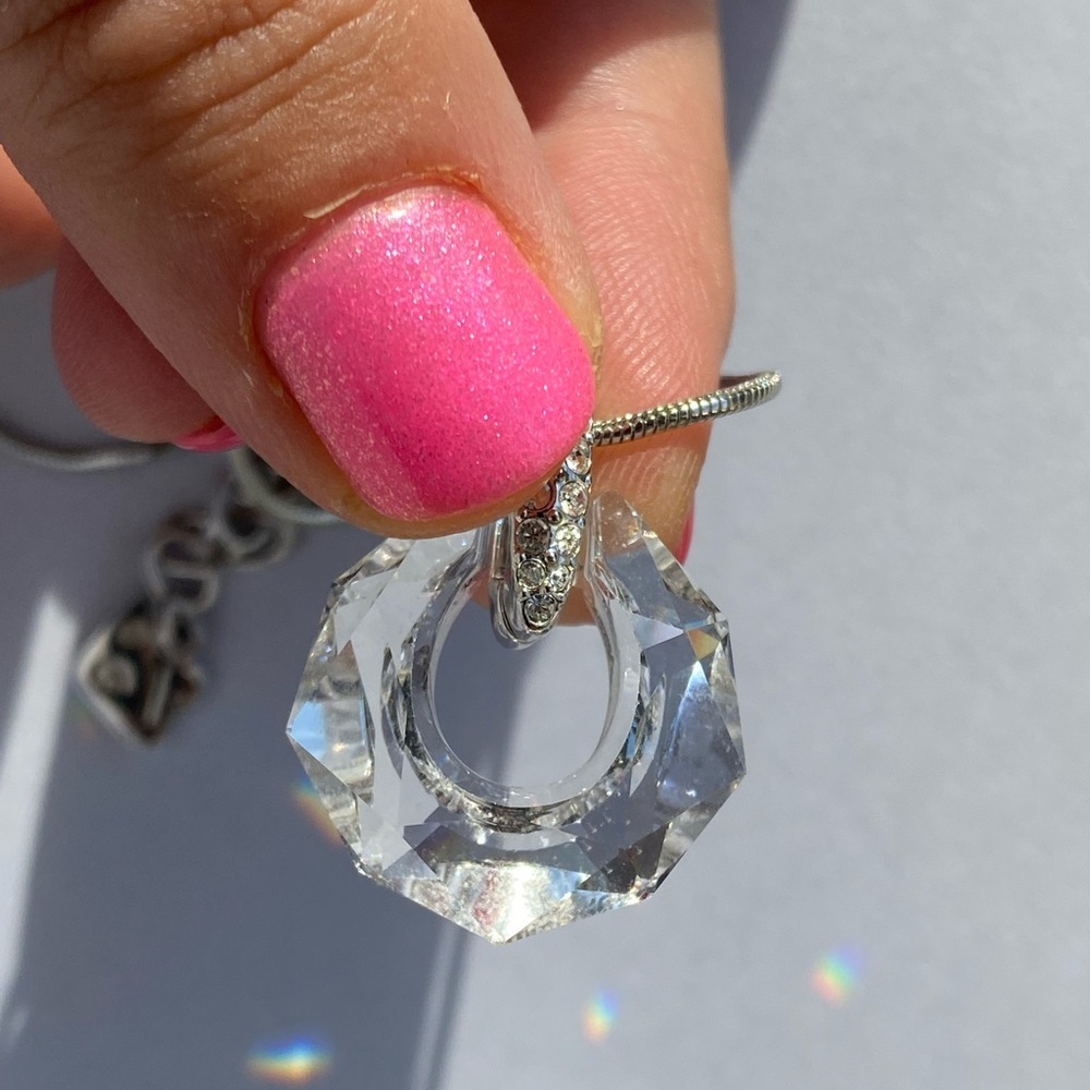 SWAROVSKI silver tone Crystal circle necklace